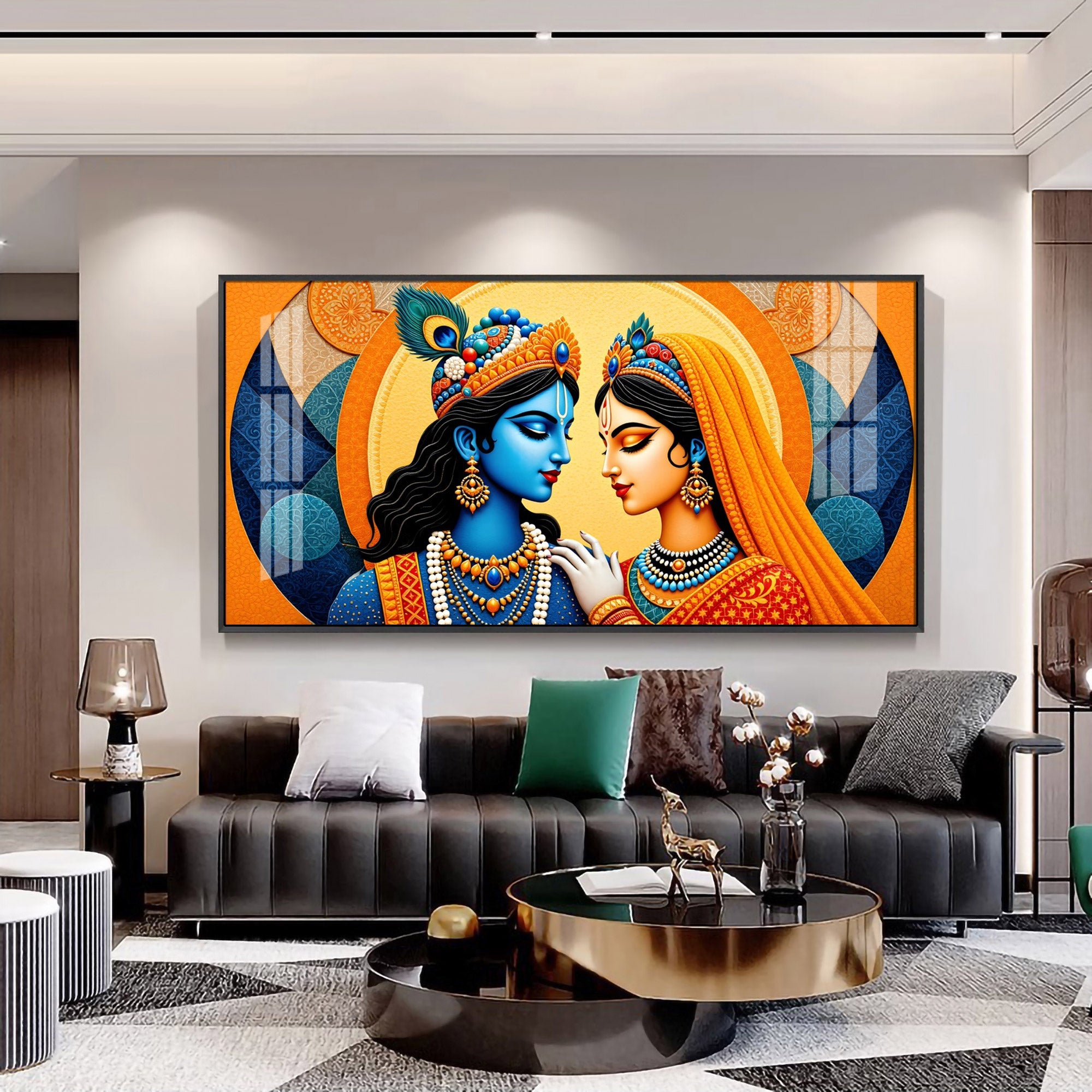 Abstract Radha Krishna Art Premium Acrylic Horizontal Wall Art