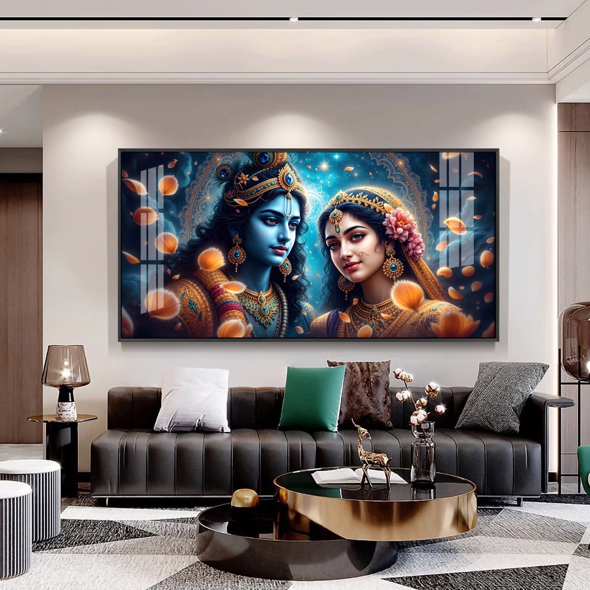 Beautiful Radha With Krishna Premium Acrylic Horizontal Wall Art