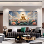 Peaceful Buddha On Lotus Premium Acrylic Horizontal Wall Art