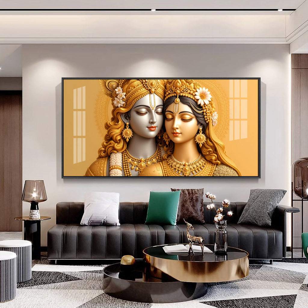 Devotional Krishna And Radha Premium Acrylic Horizontal Wall Art