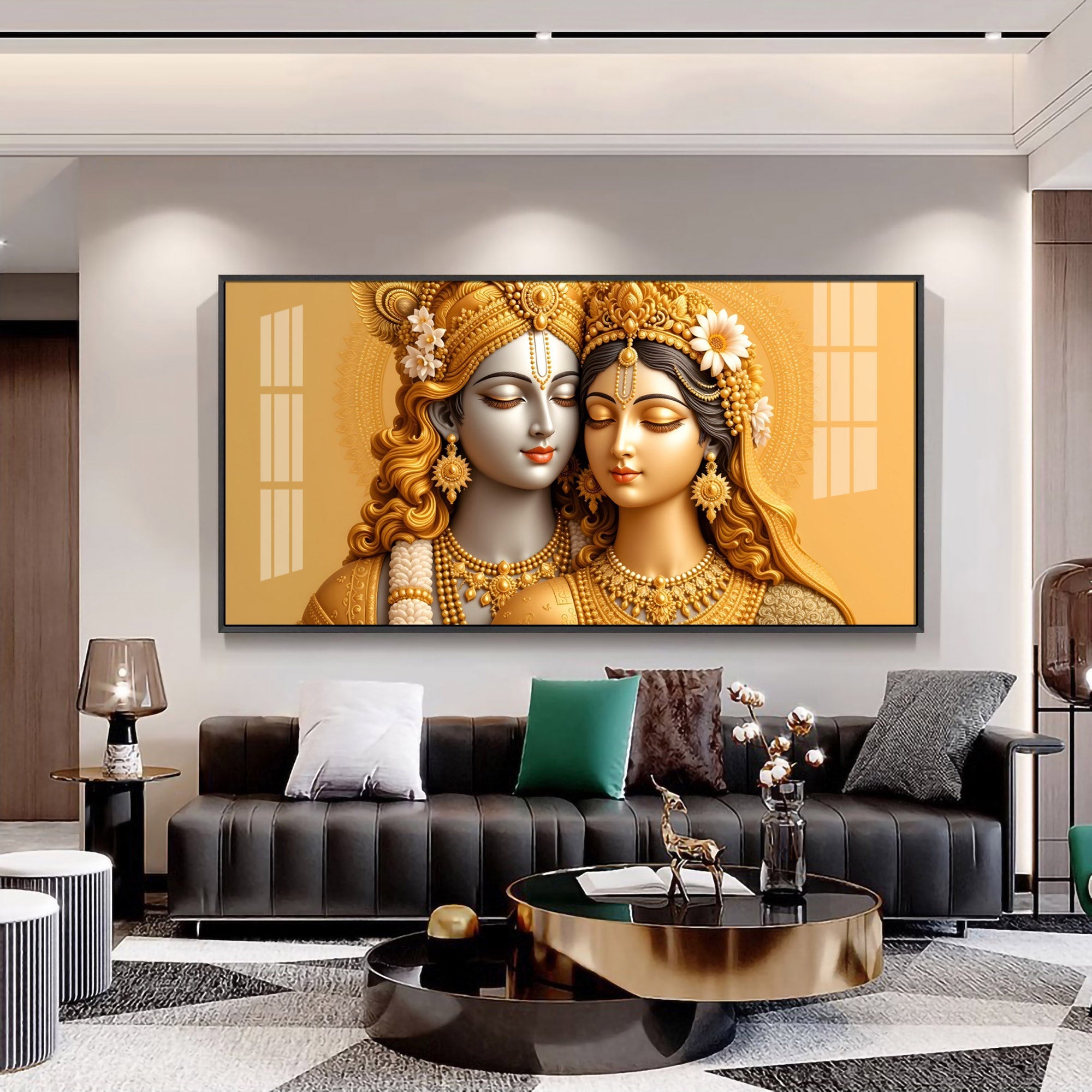 Devotional Krishna And Radha Premium Acrylic Horizontal Wall Art