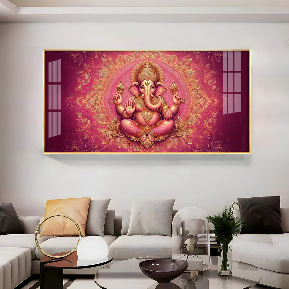 Lord Ganesha Giving Blessing Premium Acrylic Horizontal Wall Art