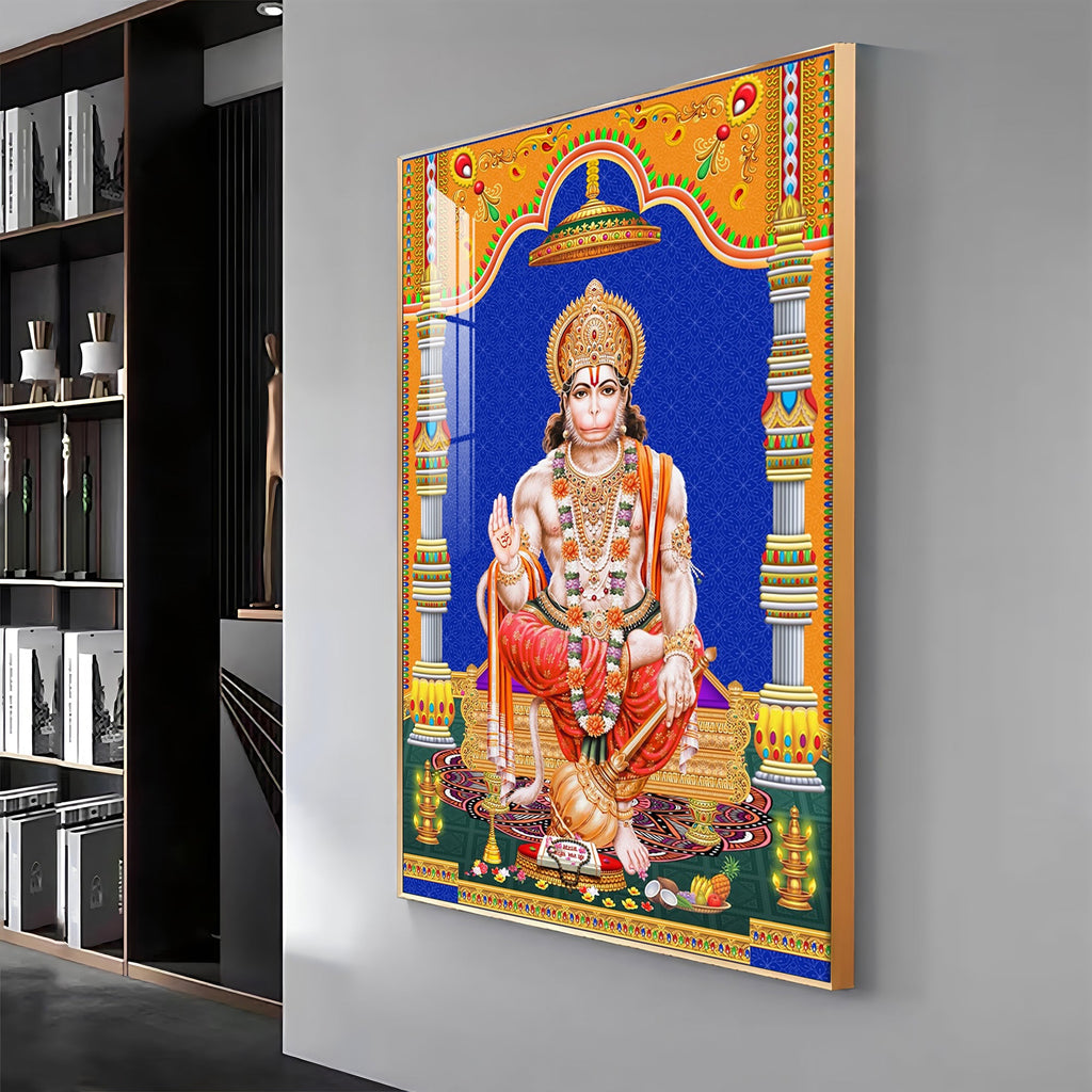 Divine Lord Hanuman Premium Acrylic Vertical Wall Art