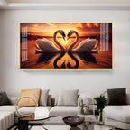 Loving Swan In Sunset Premium Acrylic Horizontal Wall Art