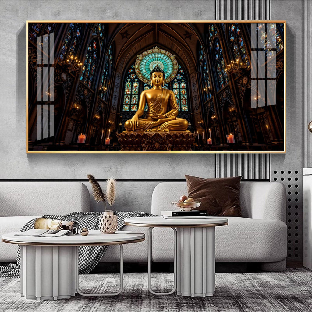 Radiant Peace Buddha Premium Acrylic Horizontal Wall Art