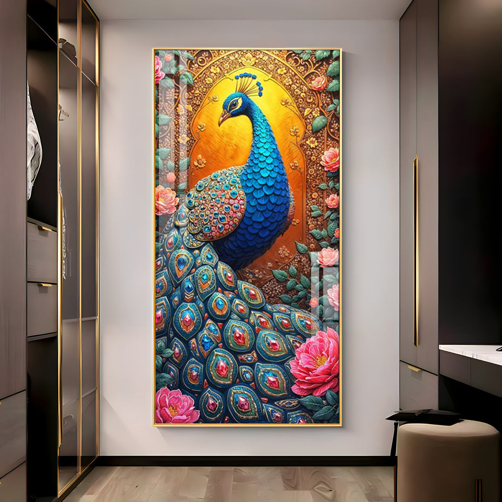 The Peacock Canvas Premium Acrylic Vertical Wall Art