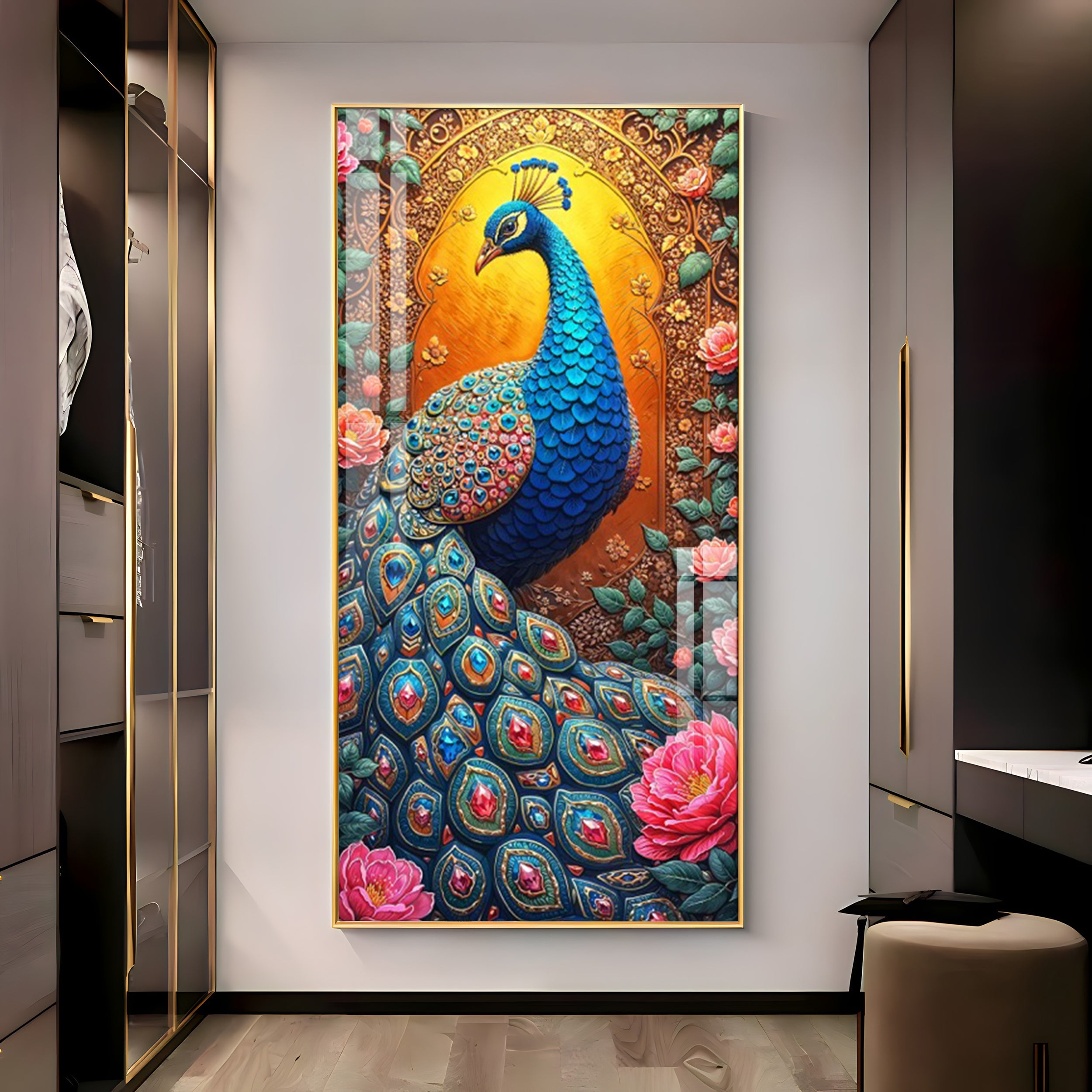 The Peacock Canvas Premium Acrylic Vertical Wall Art
