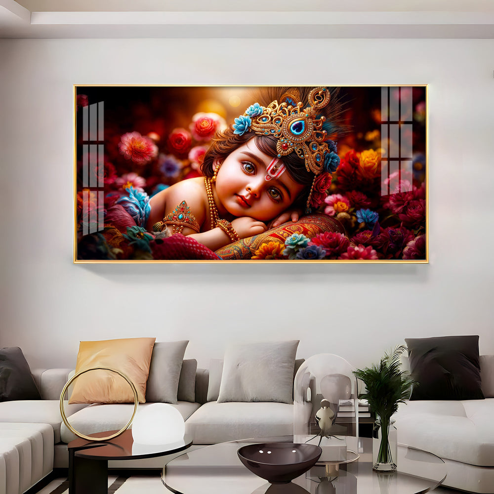 Cute Little Krishna Premium Acrylic Horizontal Wall Art