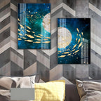 Golden Koi Fish Premium Acrylic Vertical Wall Art (Set Of 2)