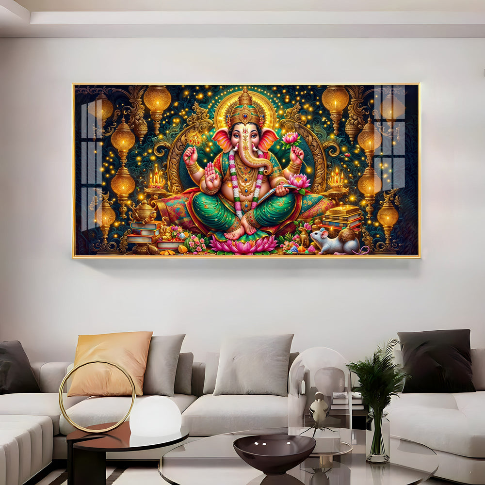 Lord Ganesha Radiance Premium Acrylic Horizontal Wall Art
