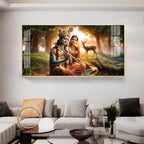 Krishna and Radha Living Portrait Premium Acrylic Horizontal Wall Art