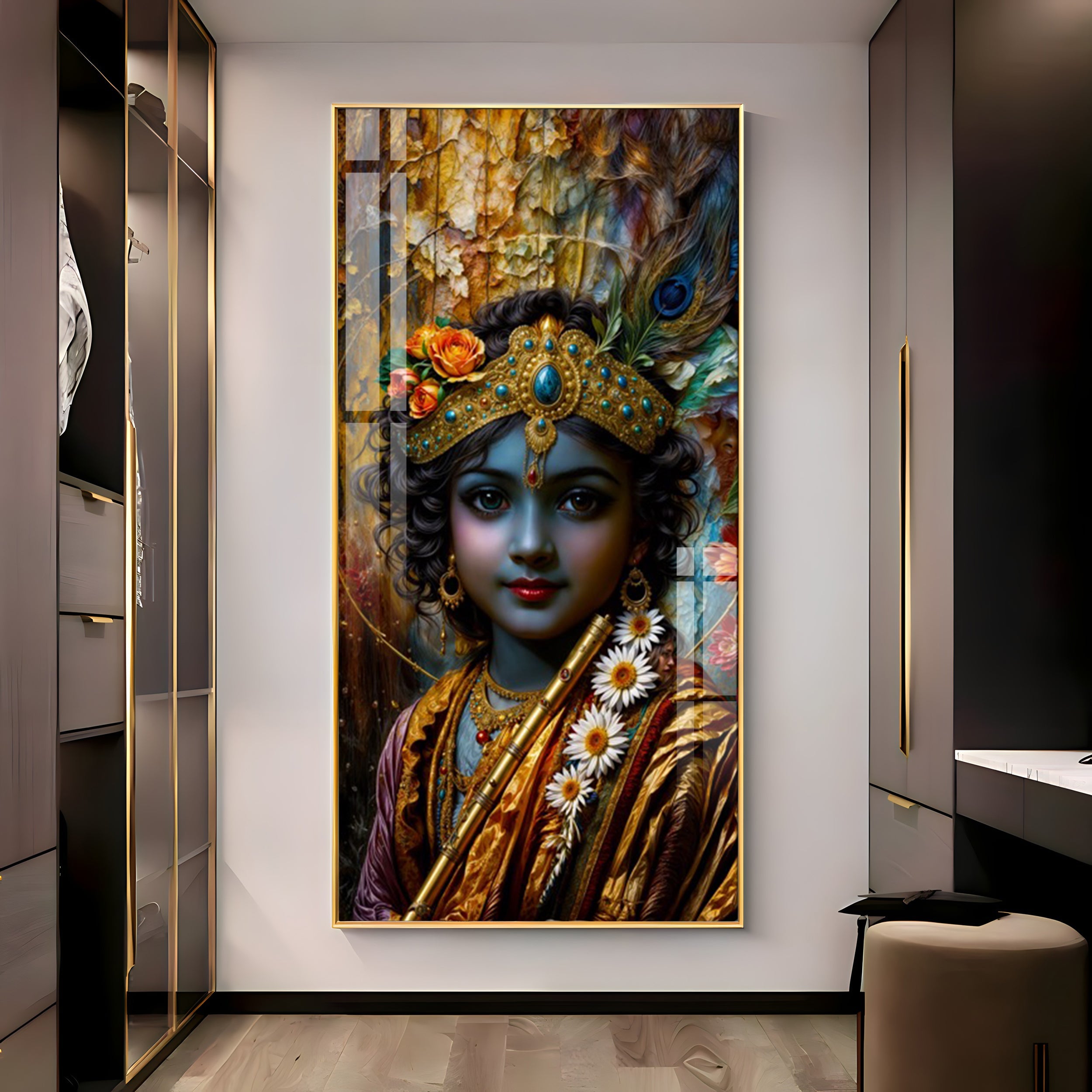 Krishna Essence Premium Acrylic Vertical Wall Art