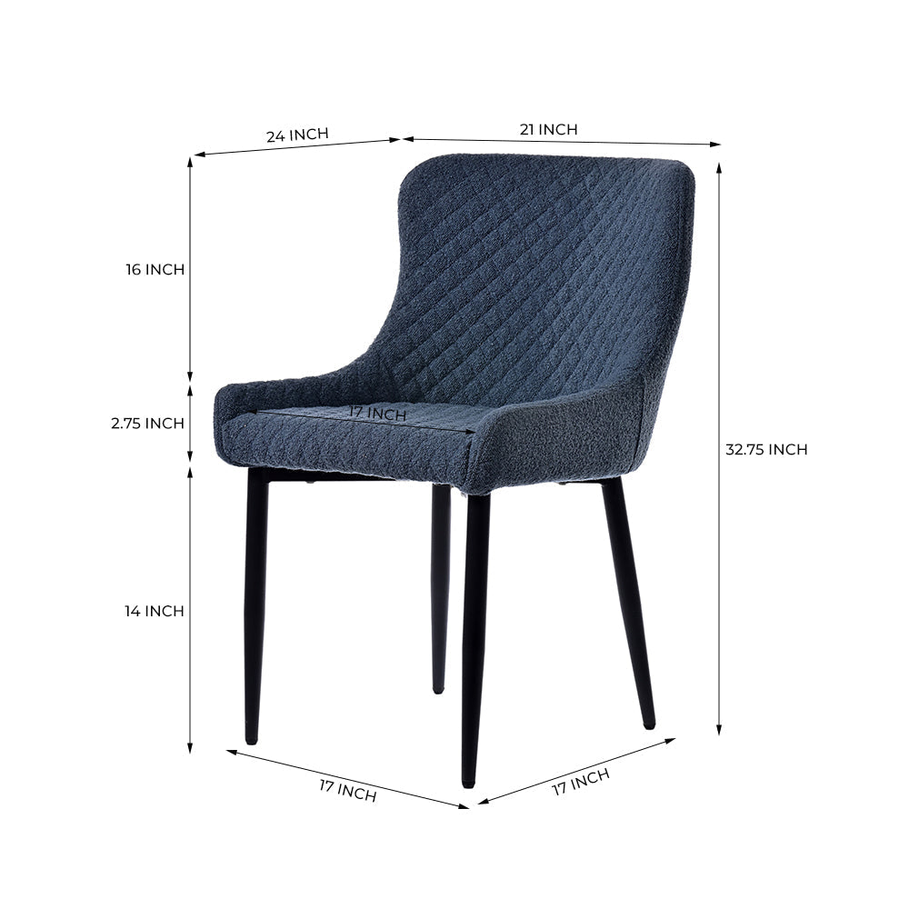 Velvet Blue Accent Chair with Comfortable Black Legs