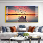 Beautiful Sunset Lake View Acrylic Wall Art Canvas For Living Room Decor