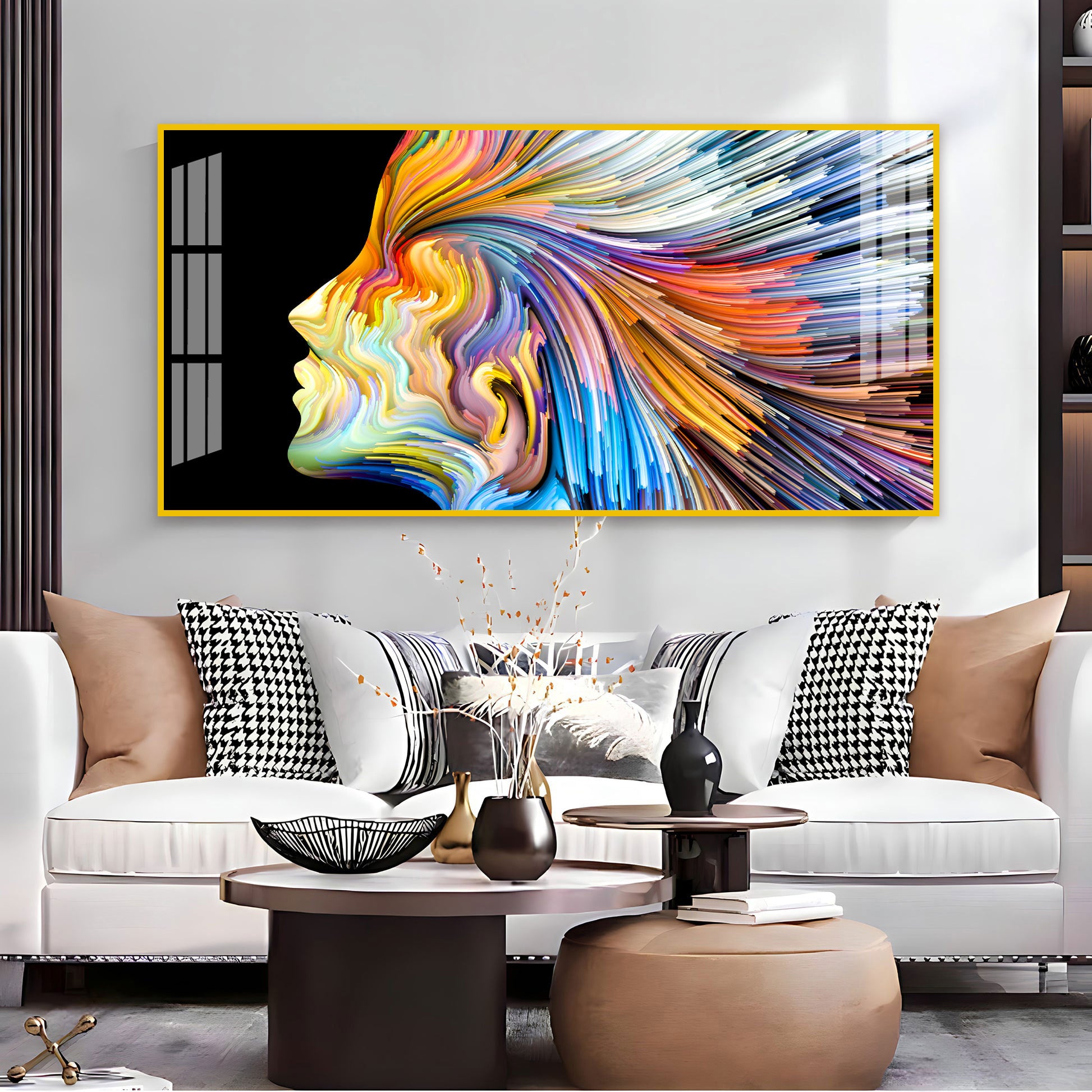 Unique Colorful Profile Face Acrylic Wall Art Canvas For Modern Living Space