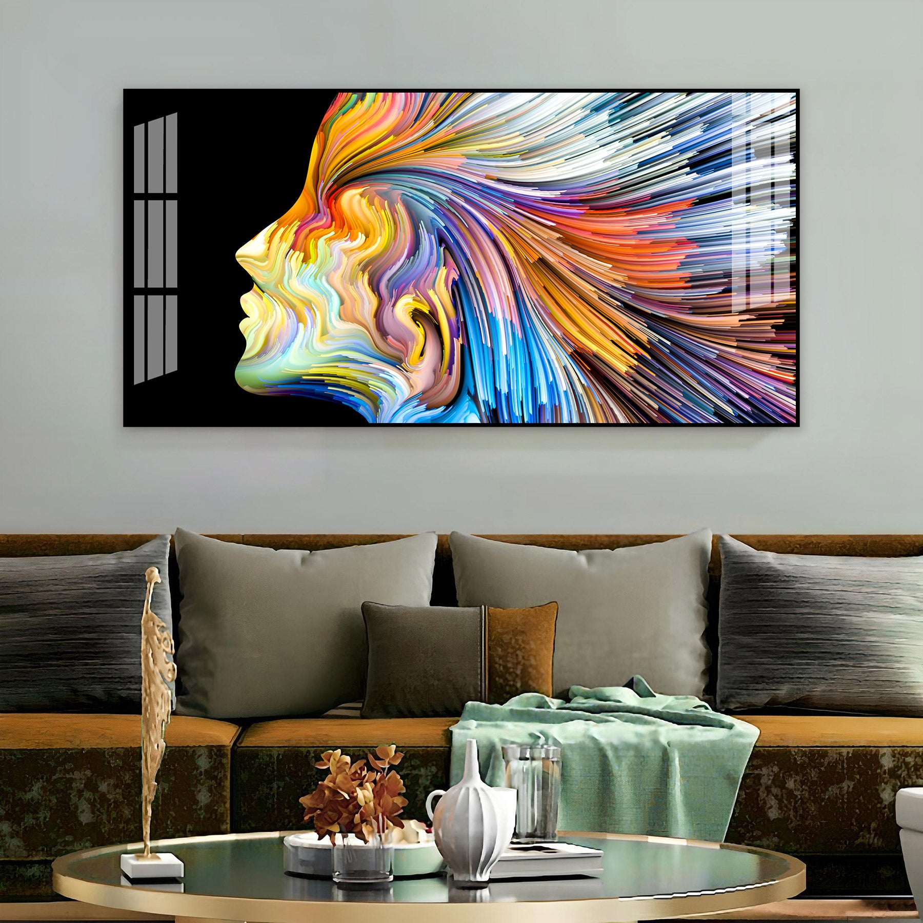 Unique Colorful Profile Face Acrylic Wall Art Canvas For Modern Living Space