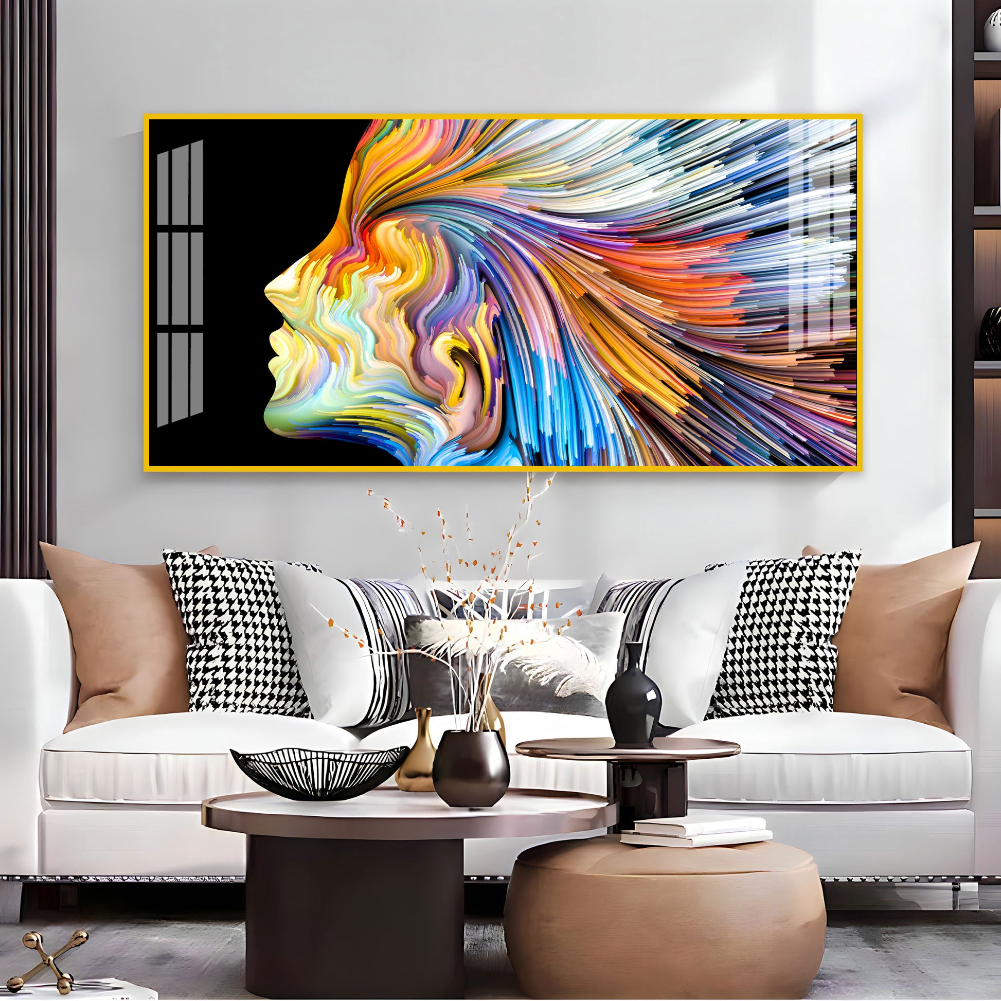 Unique Colorful Profile Face Acrylic Wall Art Canvas For Modern Living Space
