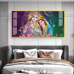 Colorful Radha Krishna Portrait Acrylic Wall Art Canvas For Elegant Interior