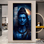 Divine Lord Shiva Galaxy Theme Acrylic Wall Art with Cosmic Blue Glow
