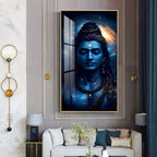 Divine Lord Shiva Galaxy Theme Acrylic Wall Art with Cosmic Blue Glow