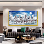 Premium Running Horses Ocean Scene Acrylic Wall Art With Moonlight For Stylish Home Interior Decor