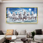 Premium Running Horses Ocean Scene Acrylic Wall Art With Moonlight For Stylish Home Interior Decor