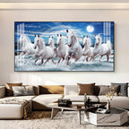 Premium Running Horses Ocean Scene Acrylic Wall Art With Moonlight For Stylish Home Interior Decor