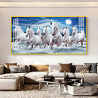Premium Running Horses Ocean Scene Acrylic Wall Art With Moonlight For Stylish Home Interior Decor