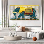 Serene Elephant Illustration Acrylic Wall Art Canvas With Artistic Pattern