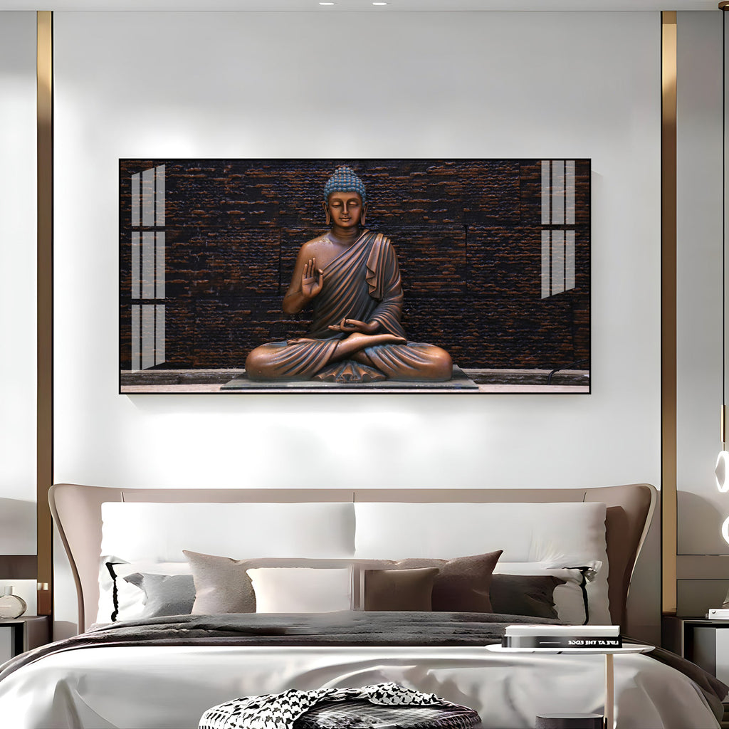 Minimal Buddha Zen Acrylic Wall Art Canvas With Peaceful Spiritual Interior Design