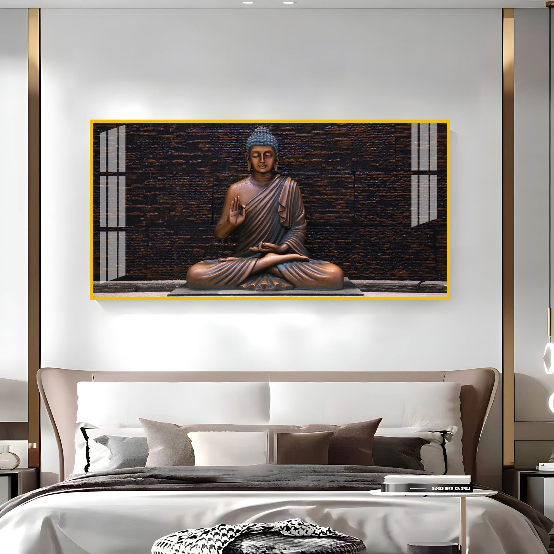 Minimal Buddha Zen Acrylic Wall Art Canvas With Peaceful Spiritual Interior Design