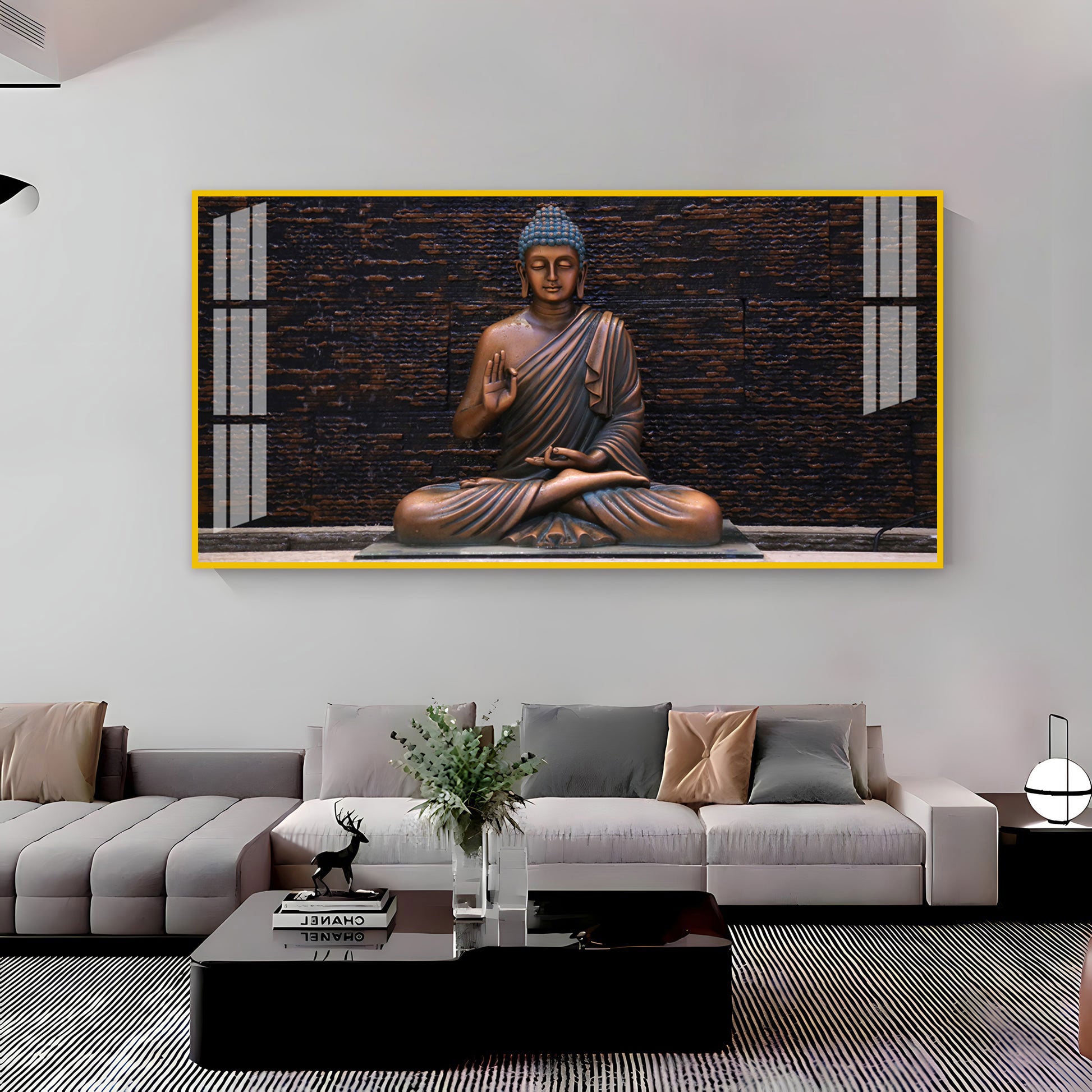 Minimal Buddha Zen Acrylic Wall Art Canvas With Peaceful Spiritual Interior Design