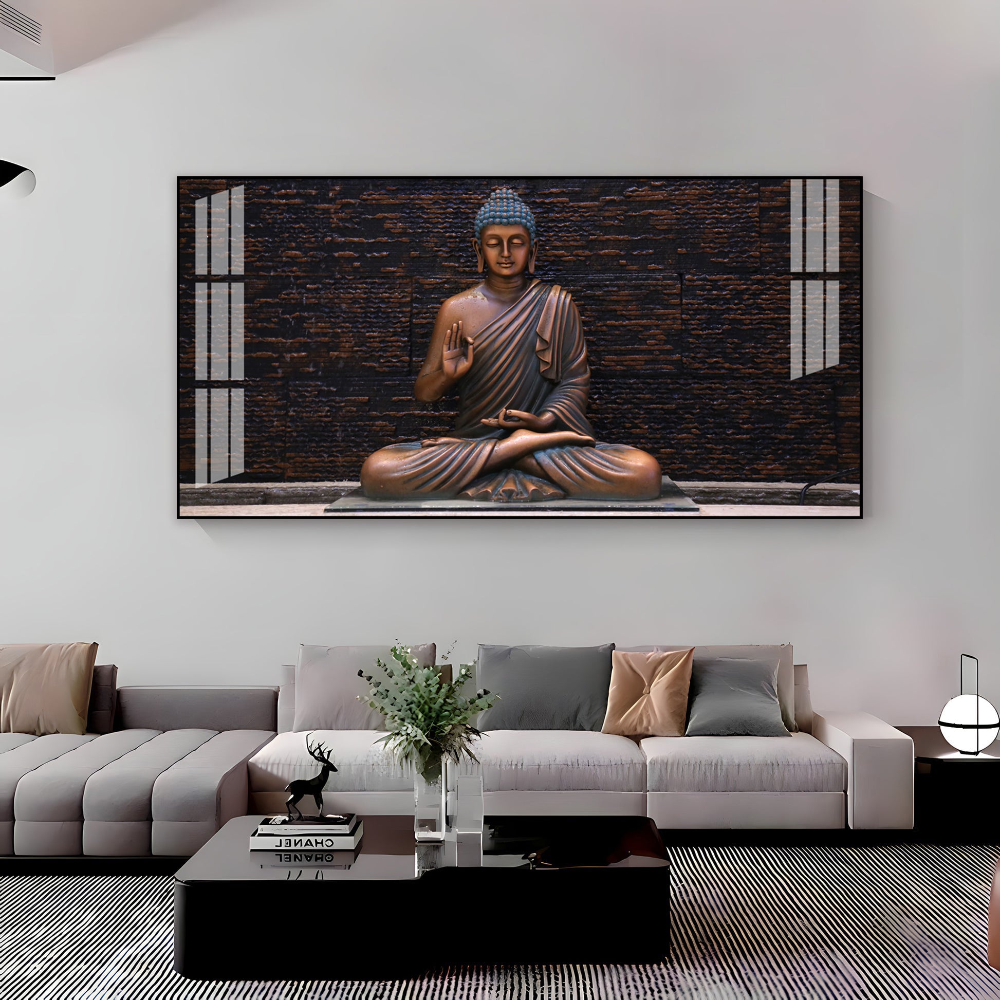 Minimal Buddha Zen Acrylic Wall Art Canvas With Peaceful Spiritual Interior Design