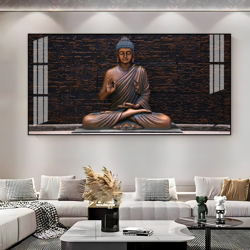 Minimal Buddha Zen Acrylic Wall Art Canvas With Peaceful Spiritual Interior Design