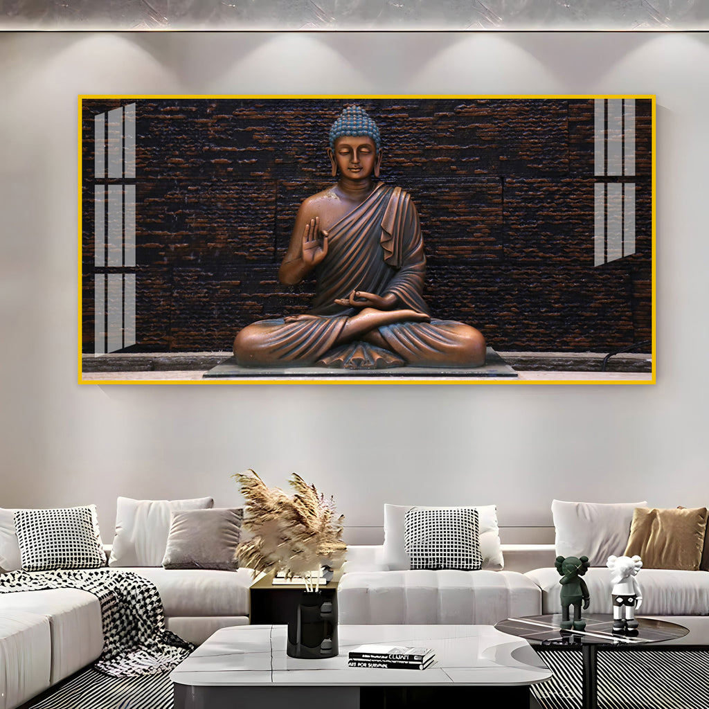 Minimal Buddha Zen Acrylic Wall Art Canvas With Peaceful Spiritual Interior Design