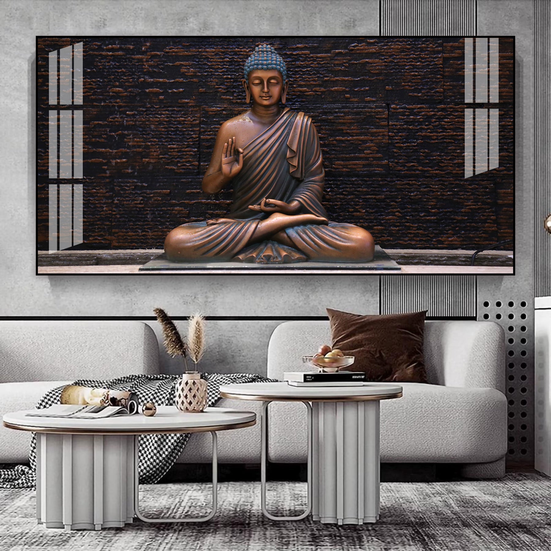 Minimal Buddha Zen Acrylic Wall Art Canvas With Peaceful Spiritual Interior Design