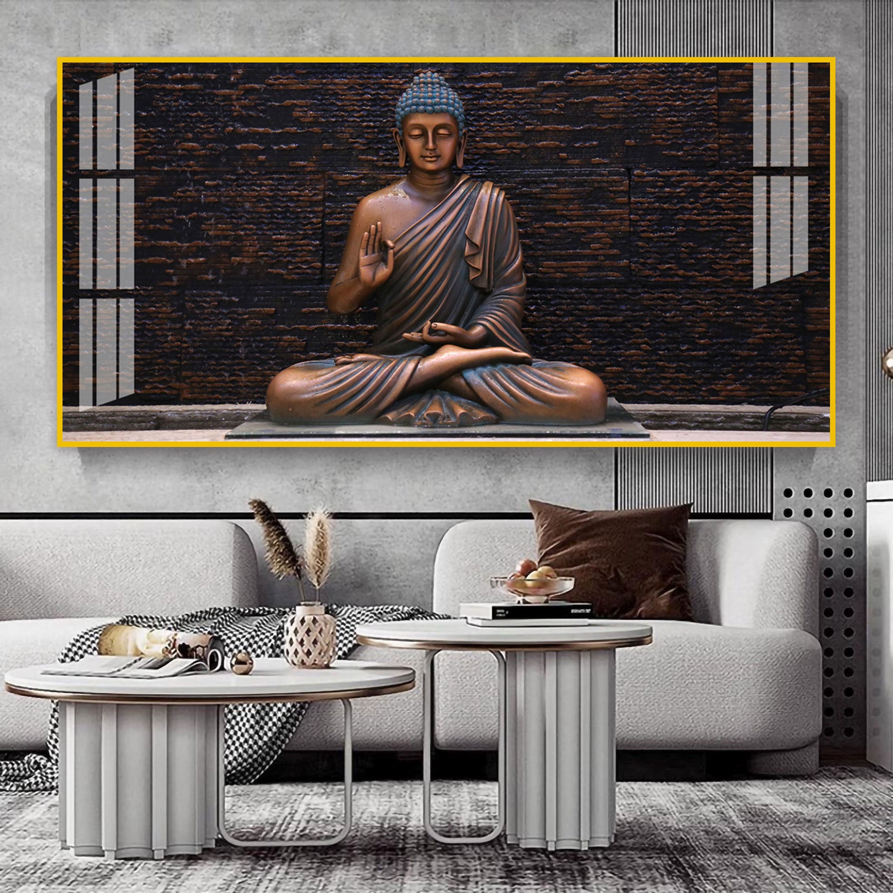 Minimal Buddha Zen Acrylic Wall Art Canvas With Peaceful Spiritual Interior Design