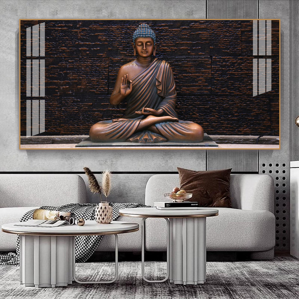 Minimal Buddha Zen Acrylic Wall Art Canvas With Peaceful Spiritual Interior Design