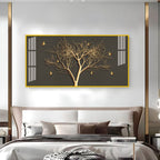 Luxury Tree Wall Design Acrylic Wall Art Canvas With Gold Finish And Modern Look