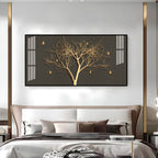 Luxury Tree Wall Design Acrylic Wall Art Canvas With Gold Finish And Modern Look