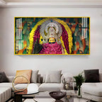 Divine Khatu Shyam Ji Acrylic Wall Art Canvas With Floral Decoration And Spiritual Theme