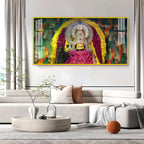 Divine Khatu Shyam Ji Acrylic Wall Art Canvas With Floral Decoration And Spiritual Theme