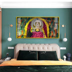 Divine Khatu Shyam Ji Acrylic Wall Art Canvas With Floral Decoration And Spiritual Theme