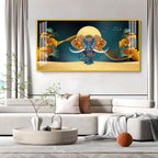 Luxury Elephant Artwork Acrylic Wall Art Canvas With Elegant Gold And Blue Theme