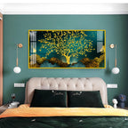 Elegant Tree Of Life Acrylic Wall Art Canvas With Gold Finish And Modern Landscape