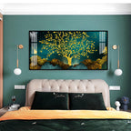 Elegant Tree Of Life Acrylic Wall Art Canvas With Gold Finish And Modern Landscape