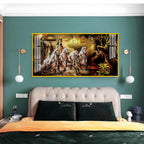 Religious Mahabharat Scene Acrylic Wall Art Canvas With Krishna Chariot Artwork