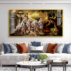 Religious Mahabharat Scene Acrylic Wall Art Canvas With Krishna Chariot Artwork