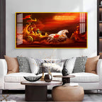 Bhagavad Gita Krishna Arjuna Acrylic Wall Art Canvas With Mythological Hindu Artwork