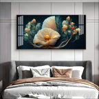 Beautiful Flower Artwork Acrylic Wall Art Canvas With Cream Petals And Dark Background